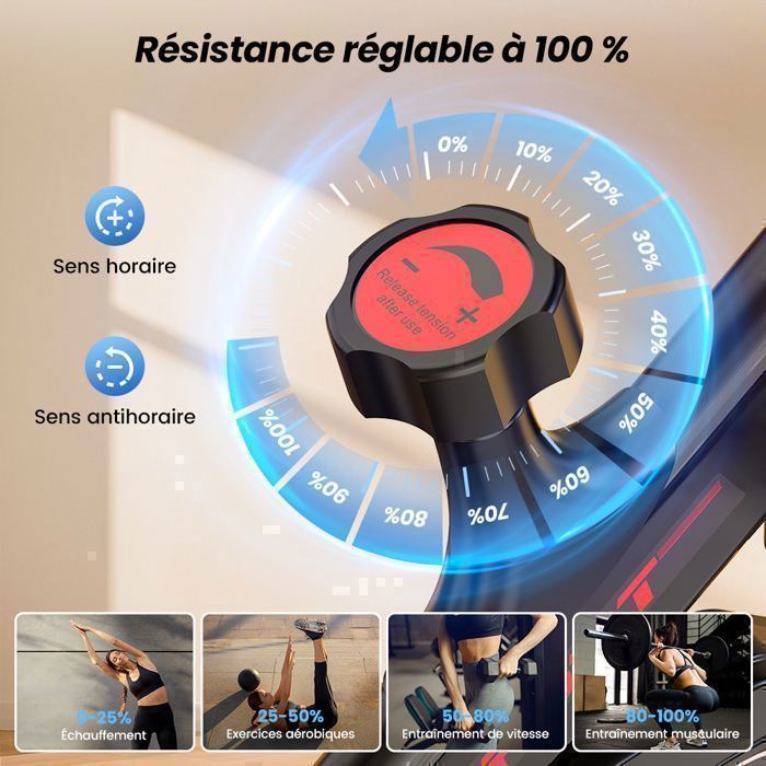 Vélo d'exercice, Vélo d'intérieur Silencieux avec écran LCD, Vélo d'Appartement Résistance Réglable - Formill  QK101