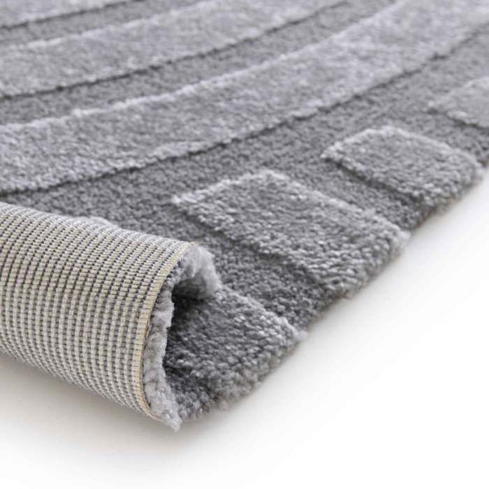 Tapis rectangulaire à poils ras motif contemporain gris 160 x 230 cm - Oviala