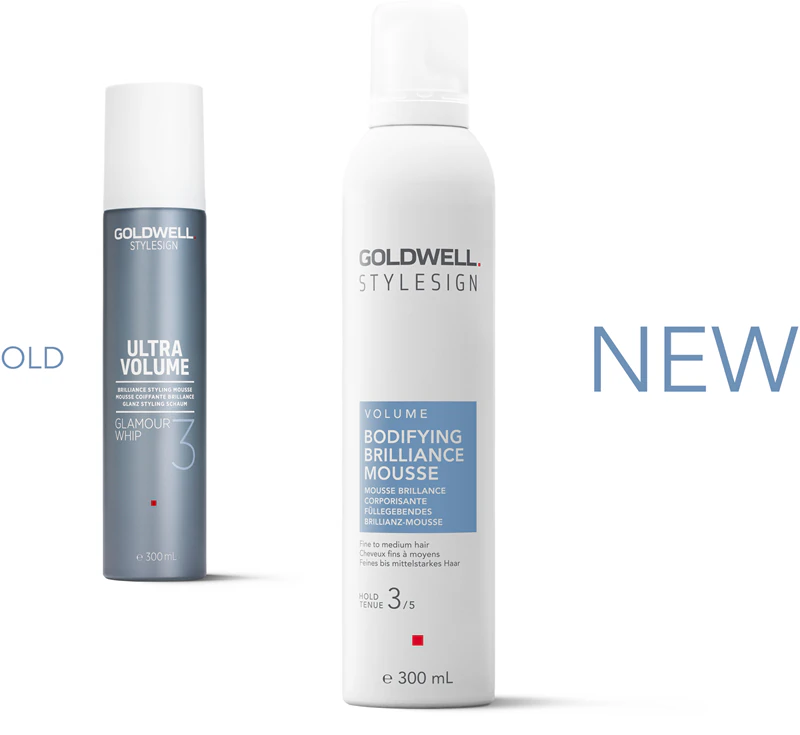 Mousse Goldwell StyleSign Bodifying Brilliance para fixação volumizadora e brilho deslumbrante.