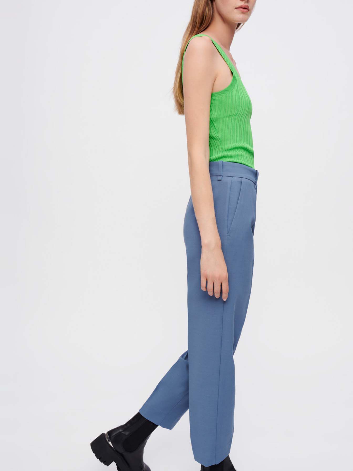 Pantaloni de costum cu croială dreaptă - Albastru oțel