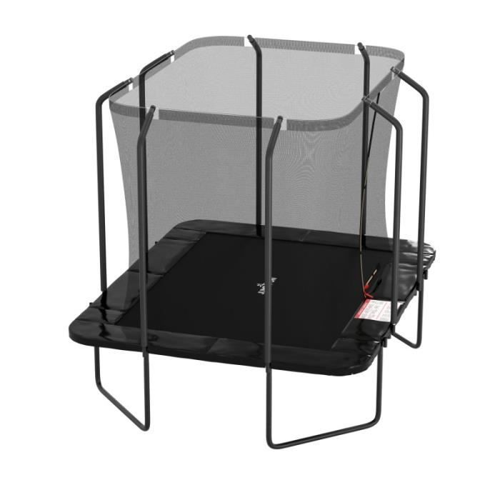Cama elástica de luxo - Retangular - 244 x 305 cm - Preta - Pacote completo com escada e rede de segurança