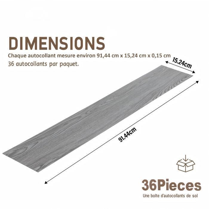 Revêtement de sol PVC - Dalles autocollantes - 5,02 m² - pour Salon - Imperméables - 36 pièces - Gris Foncé