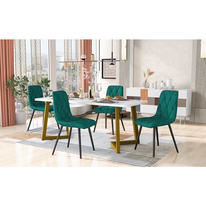 Set da pranzo con piano rinforzato (tavolo da pranzo 117×68 cm con 4 sedie), tavolo da pranzo rettangolare