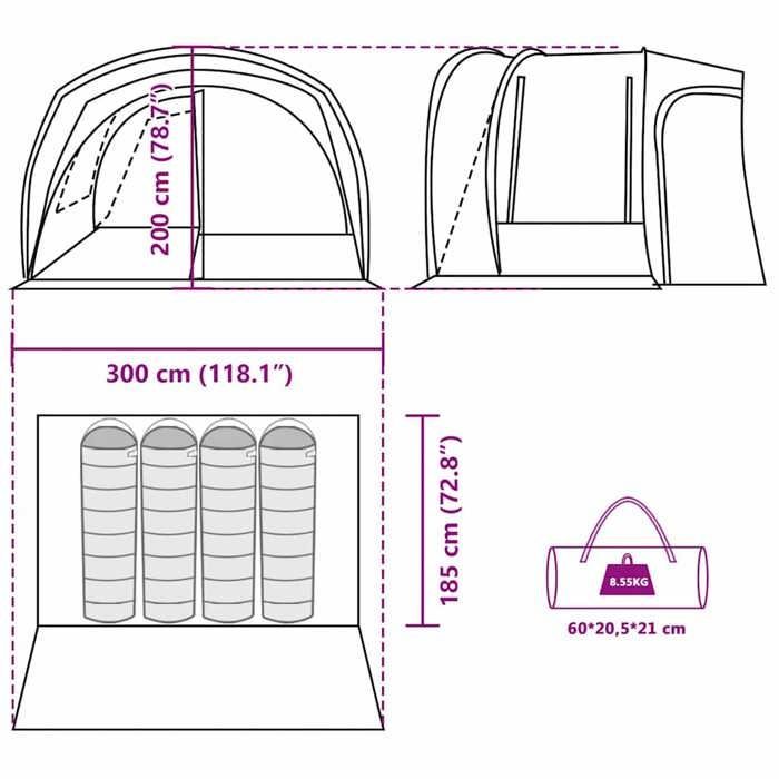 Tienda de campaña para coche vidaXL para 4 personas, azul, impermeable, tienda de campaña, tienda de jardín, refugio exterior, tienda de campaña para acampar, refugio 4009498