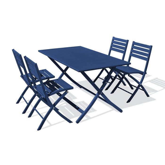 Aluminium tuinset voor 4 personen - Marineblauw