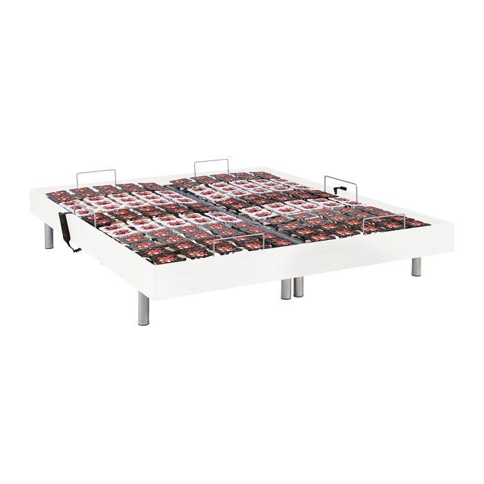 Base de cama eléctrica de relajación con elementos decorativos, 2 x 78 listones - 2 x 90 x 200 cm - Blanco - NAFURI by YSMÉE