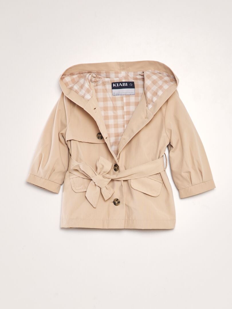 Trenchcoat met capuchon - BEIGE