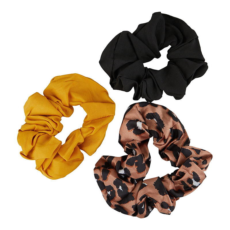 Essentii - Set di 3 elastici per capelli neri/gialli/fantasia