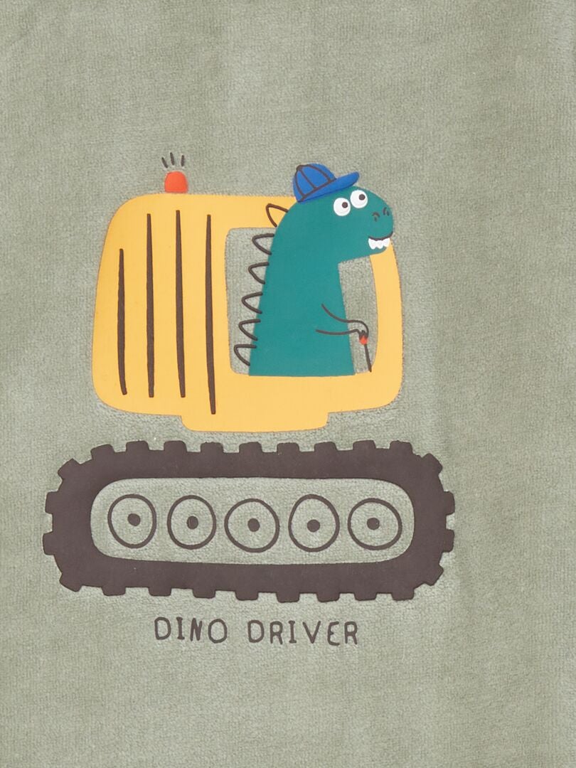 Macacão de veludo - Verde/Dinossauro