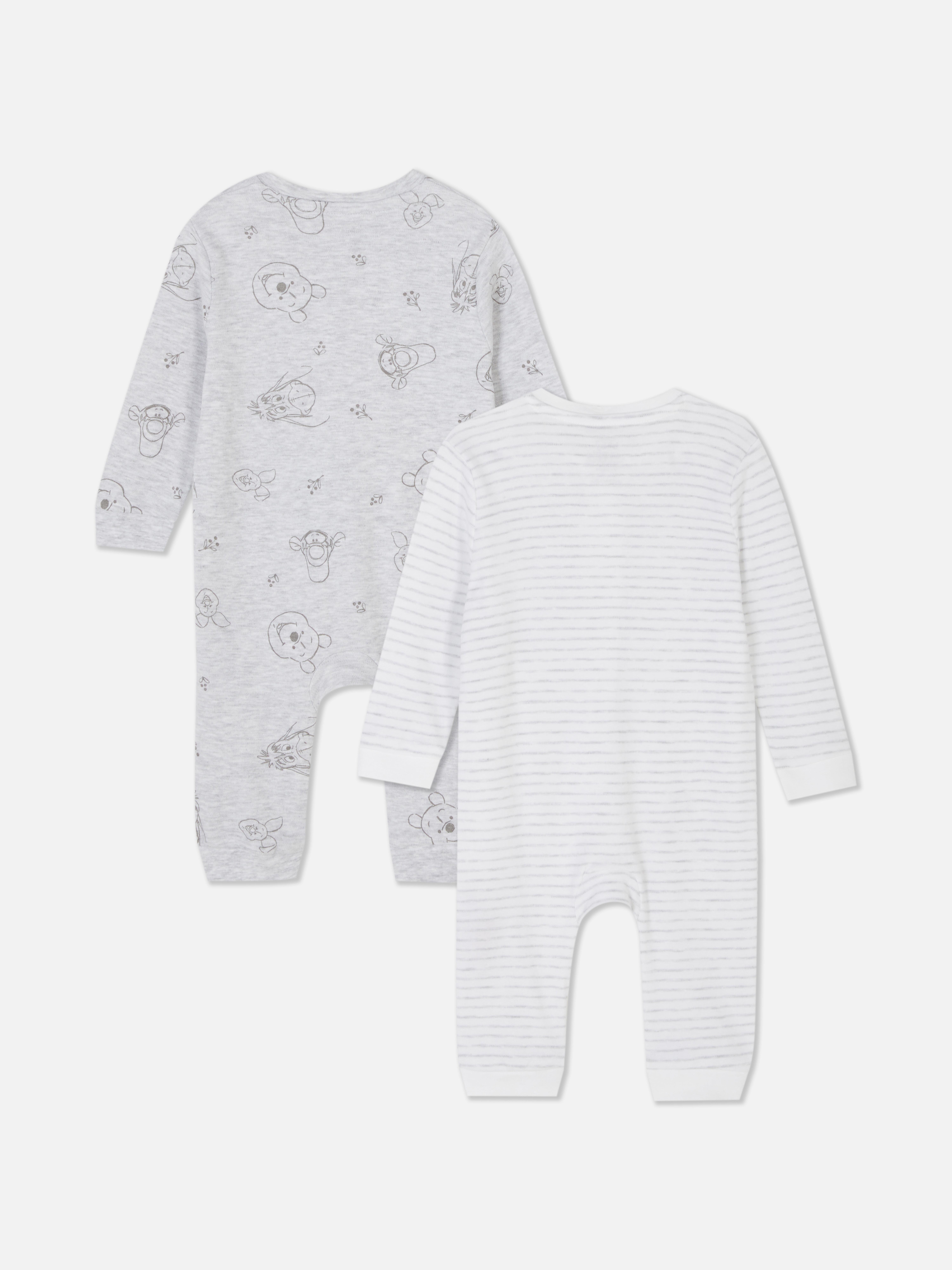 Pijamale Disney Winnie the Pooh, set de 2 pijamale cu fermoar frontal, mâneci și manșete pentru picioare și modele Disney