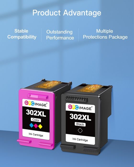 Cartuccia per stampante - GPC Image 302xl - Compatibile con HP 302XL, 302XL per HP Officejet 3831, 3830, 3833, 3835, 4650