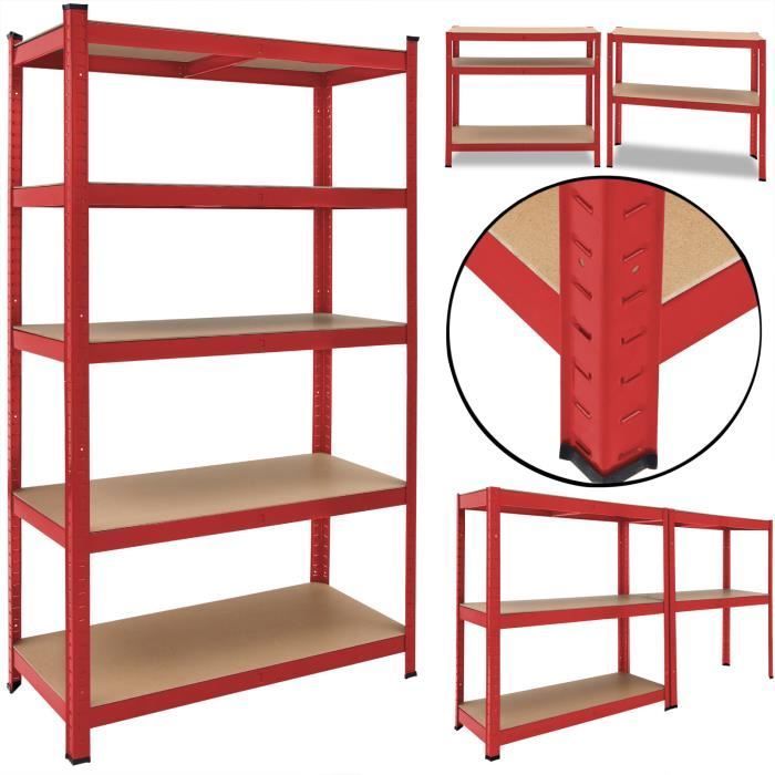 Scaffalatura metallica resistente 180x90x40 cm - rossa - Portata massima 875 kg