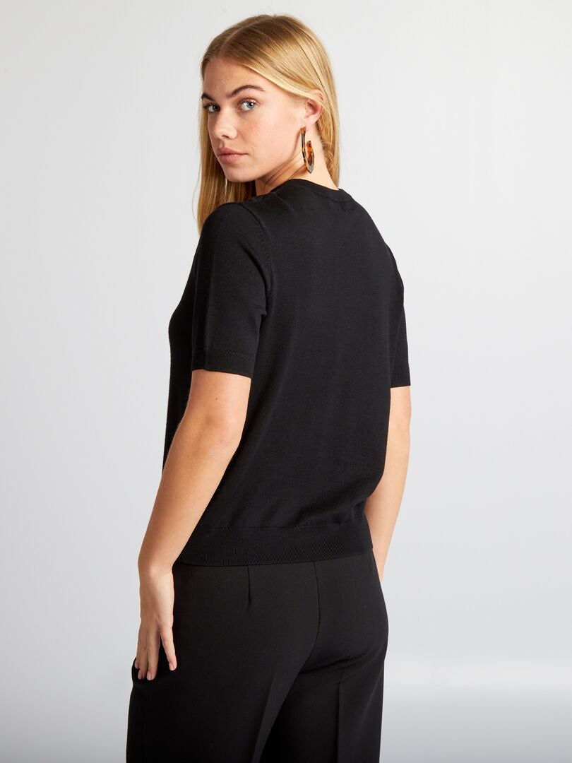 Jersey de punto de manga corta - negro
