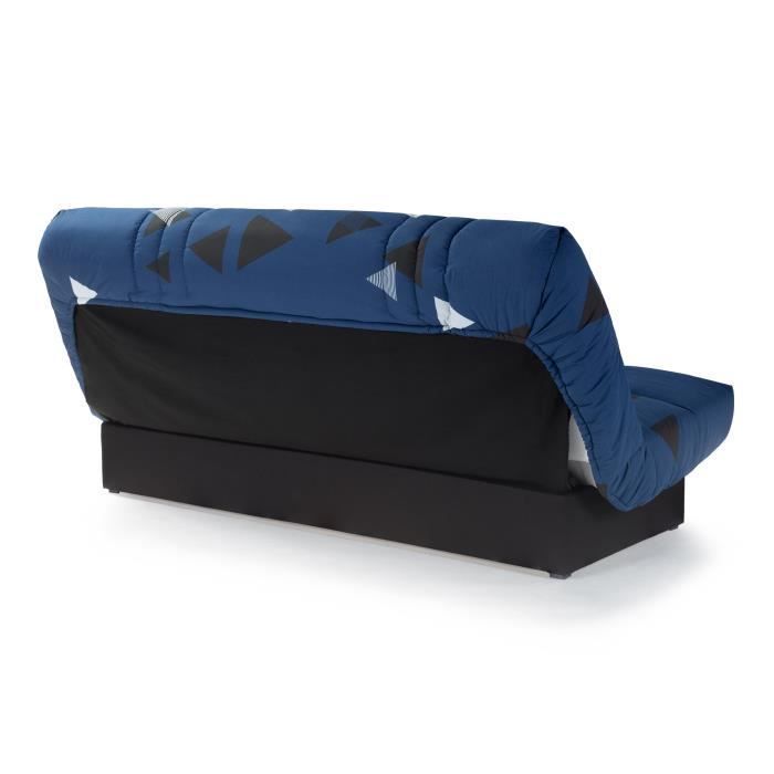 Canapé convertible clic clac 3 places - Tissu motif Bikini bleu - L 190 x P 92 cm - DREAM - Style Contemporain