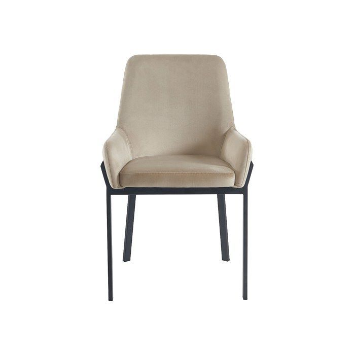 Lot de 6 chaises avec accoudoirs en velours et métal - Beige - CAROLONA