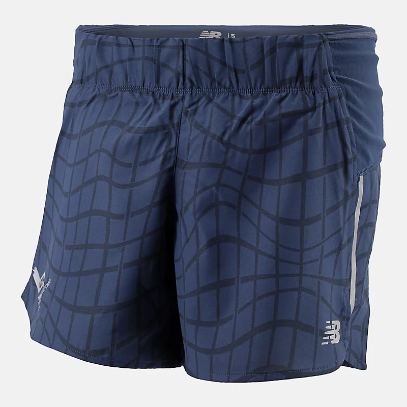 Shorts de corrida femininos Valencia Marathon Printed Impact Run de 5 polegadas - NB NAVY
