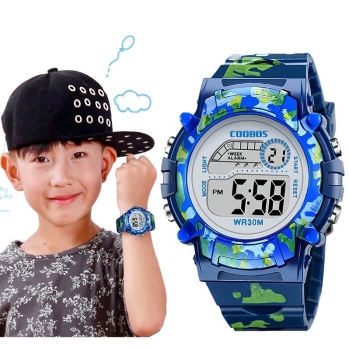 Reloj infantil SHARPHY, reloj deportivo militar digital para niños, resistente al agua, con LED, correa azul, modelo 2021, regalo para niños.