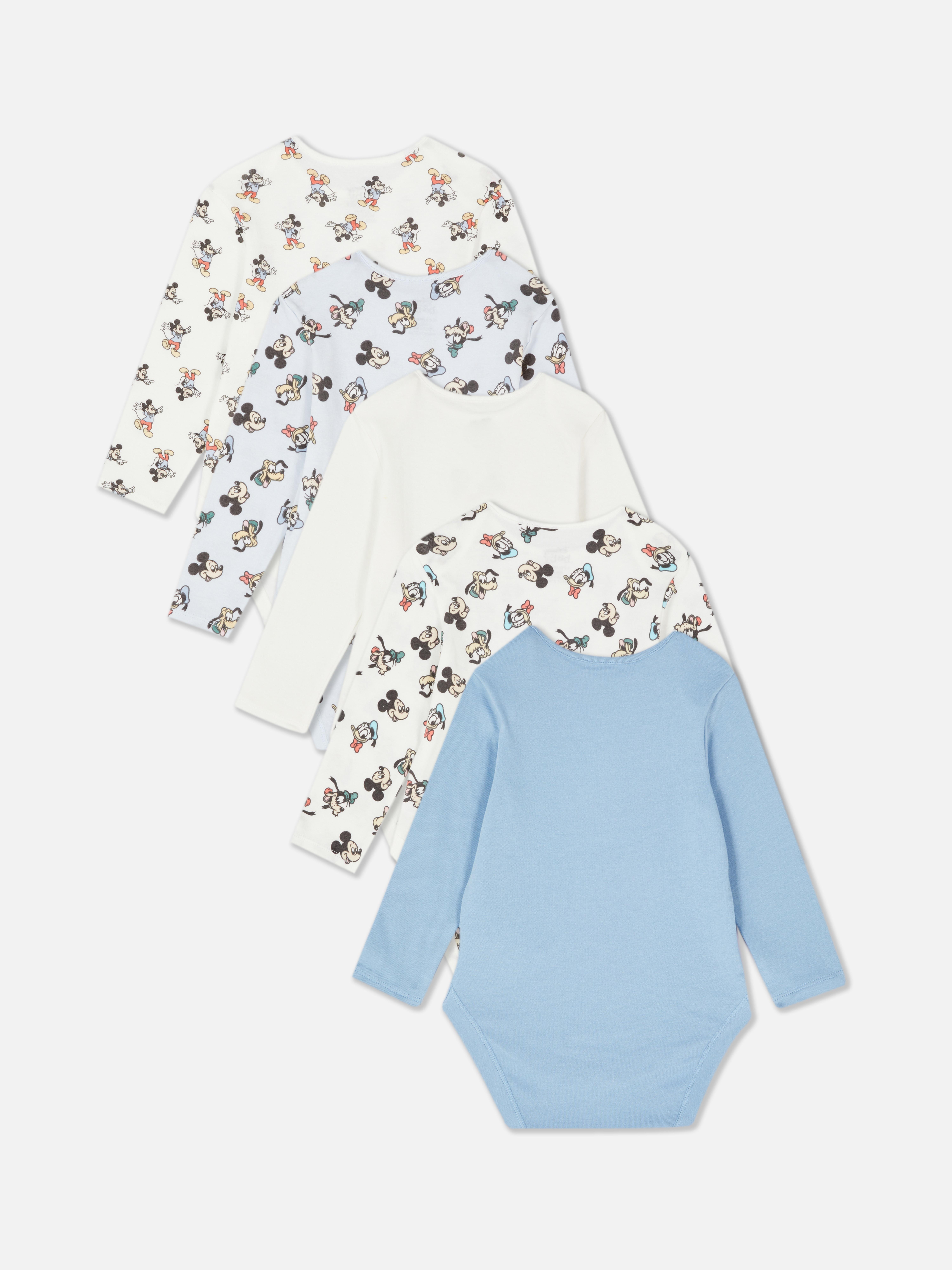 Body-uri Disney, set de 5. Aceste body-uri cu mânecă lungă sunt înveselite cu personaje clasice Disney.