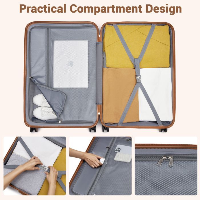Maleta de viaje grande Kono de 76,5 x 50,5 x 29 cm, ABS+PC, carcasa rígida, 4 ruedas y cerradura, carrito de viaje, 94 L, roja