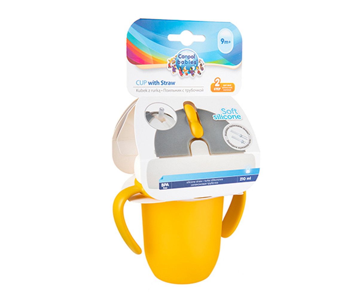 Oranžový silikónový skladací pohár so slamkou Doplnky na kŕmenie detí