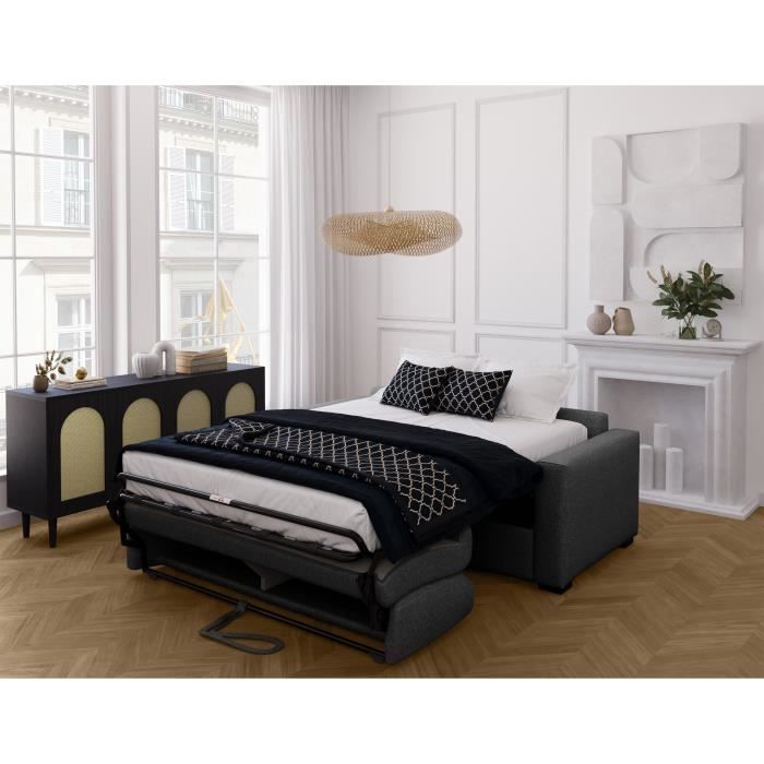 Express-Schlafsofa - MARIUS - Anthrazitfarbener Stoff - 14 cm Matratze - 190 x 100 x 87 cm