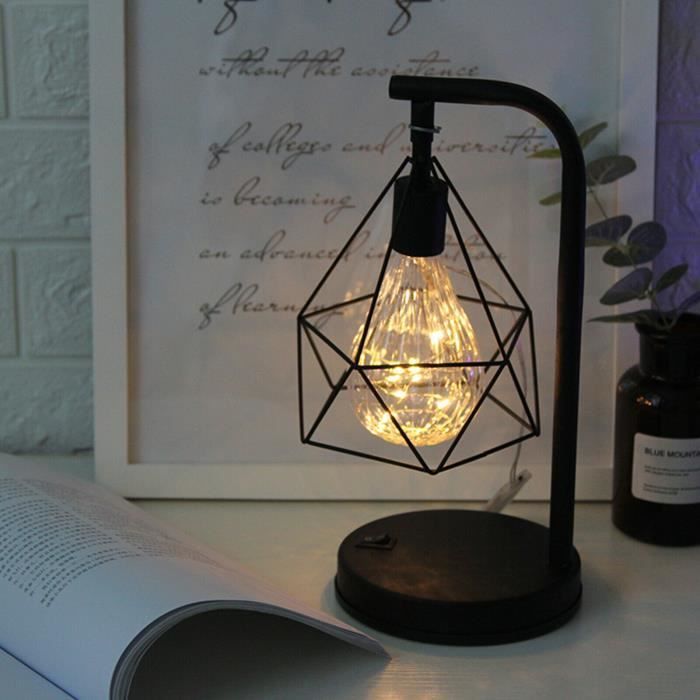 Pöytävalaisin, Yöpöytävalaisin, Retro Musta Geometrinen Teollinen LED Vintage -viivavalaisin, Elegantti Lahja, Kodinsisustus
