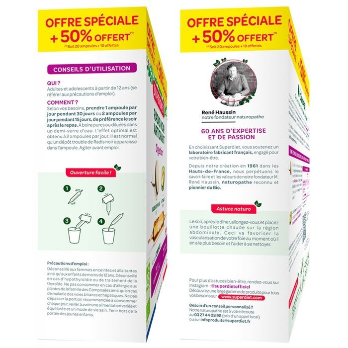 Superdiet Organic Black Radish Artichoke Digestion 20 ampollas + 10 ampollas gratis