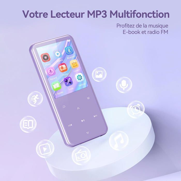 Lecteur MP3 - AGPTEK - 64Go - Bluetooth 5.3 - Écran 2.4'' - Haut-parleur HiFi
