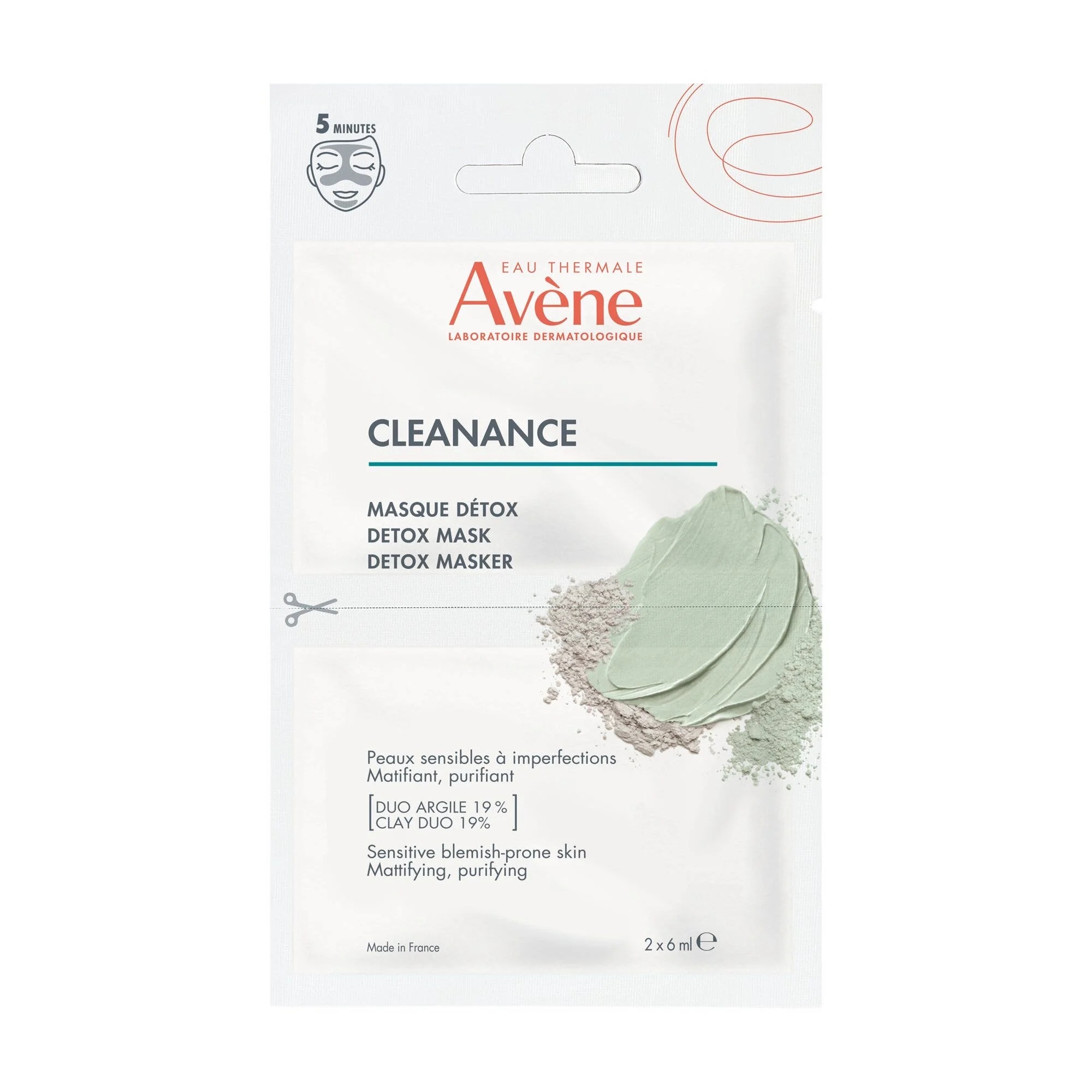 AVENE Avene Cleanance Detox Masker 2 stuks van 6 ml Reinigend en matterend