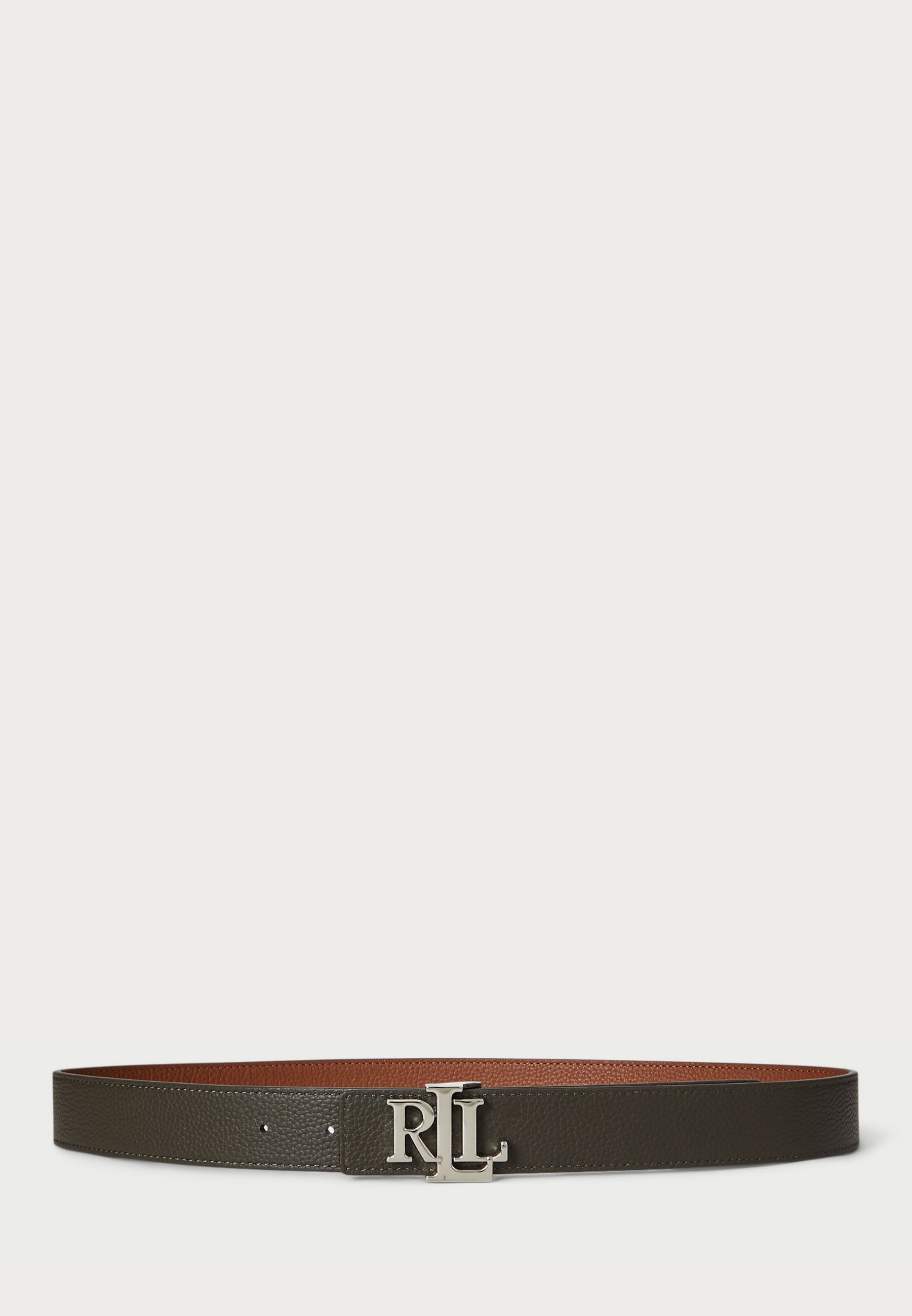 Lauren Ralph Lauren LOGO REVERSIBLE PEBBLED LEATHER BELT - Opasok - hnedý/tmavo olivový