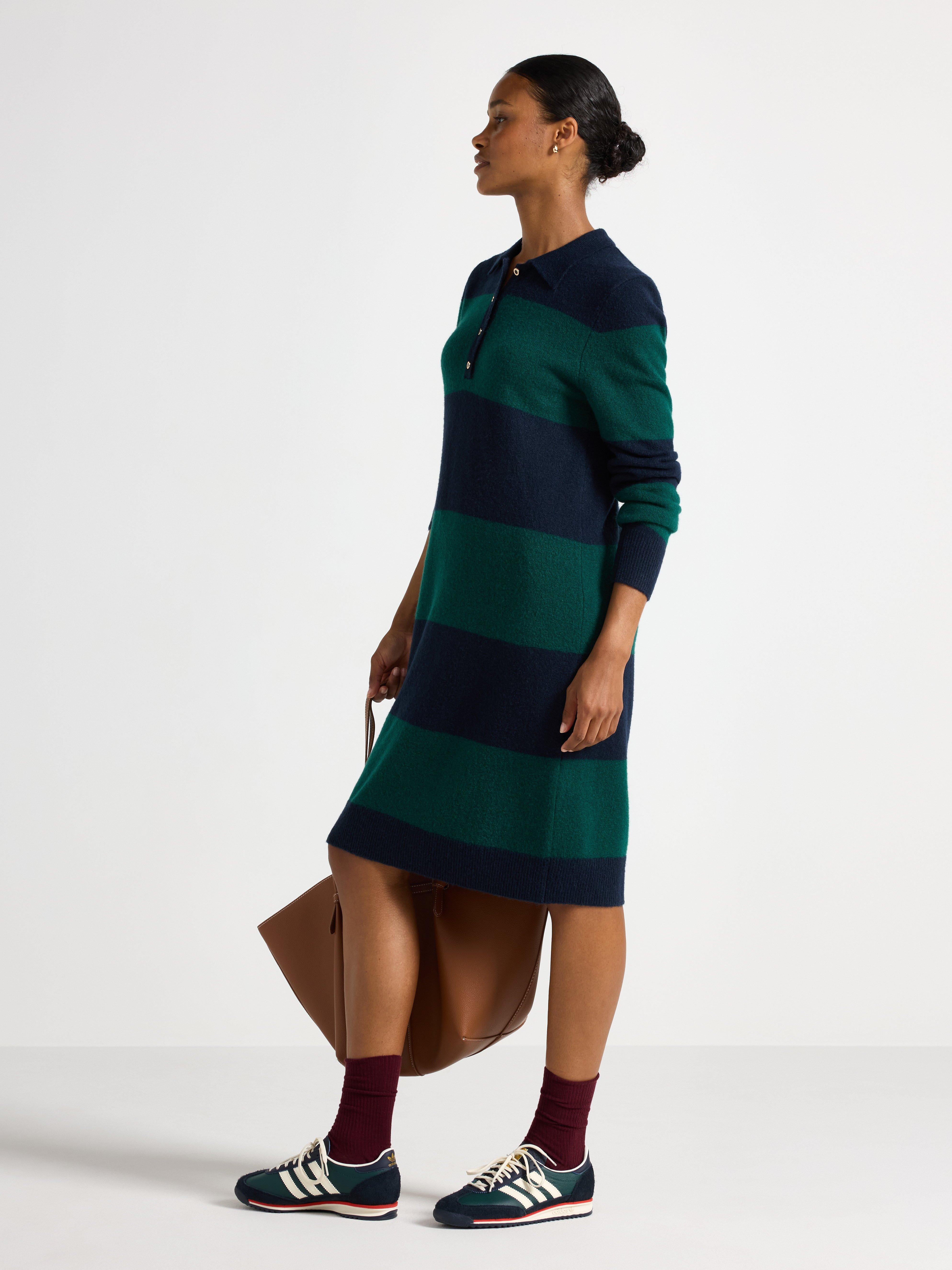 Minivestido de punto fino verde oscuro