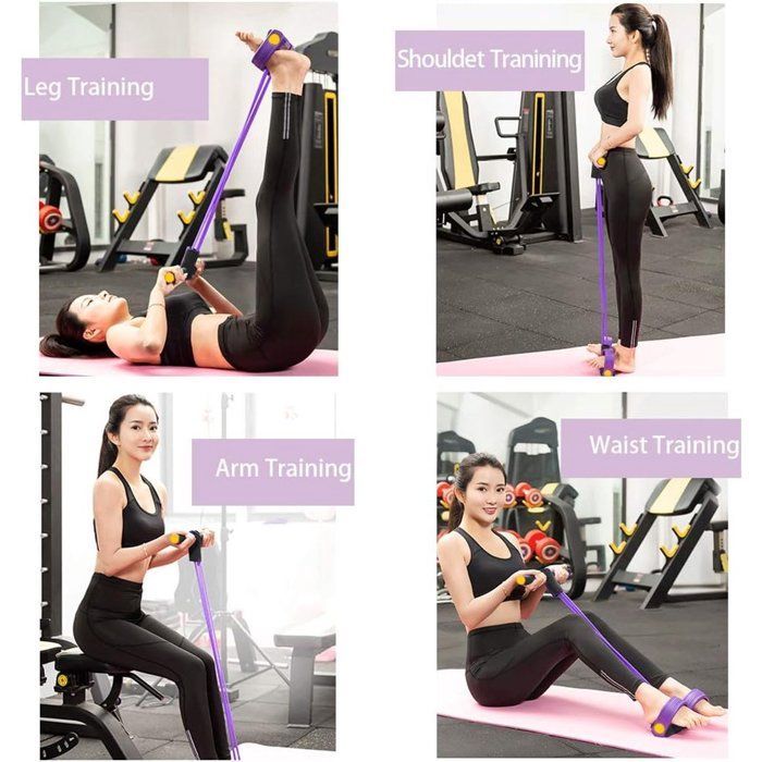 Aparelho para treinamento abdominal - 6 tubos - Corda elástica - Equipamento esportivo - Modelagem corporal - Máquina de exercícios abdominais
