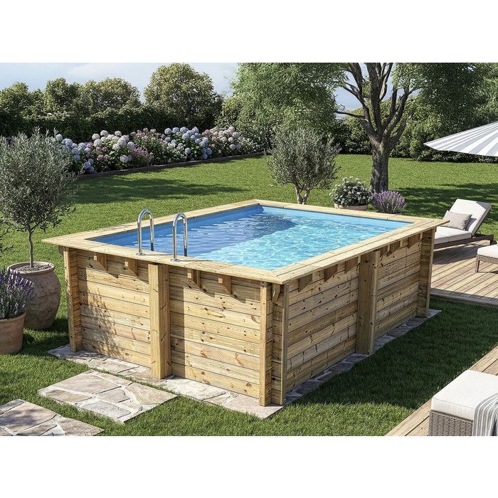 Piscina rectangular de madera 