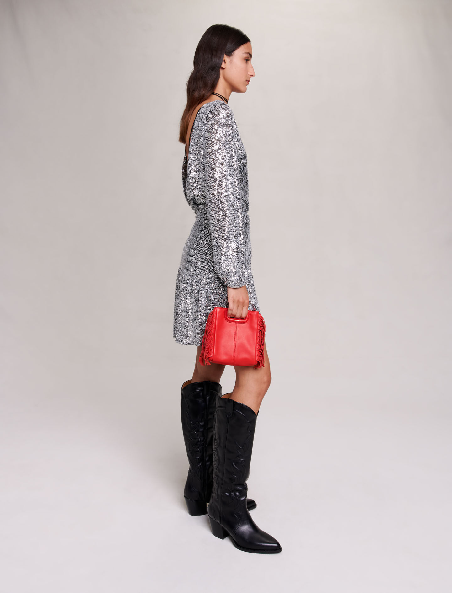 Rochie cu paiete - Argintiu