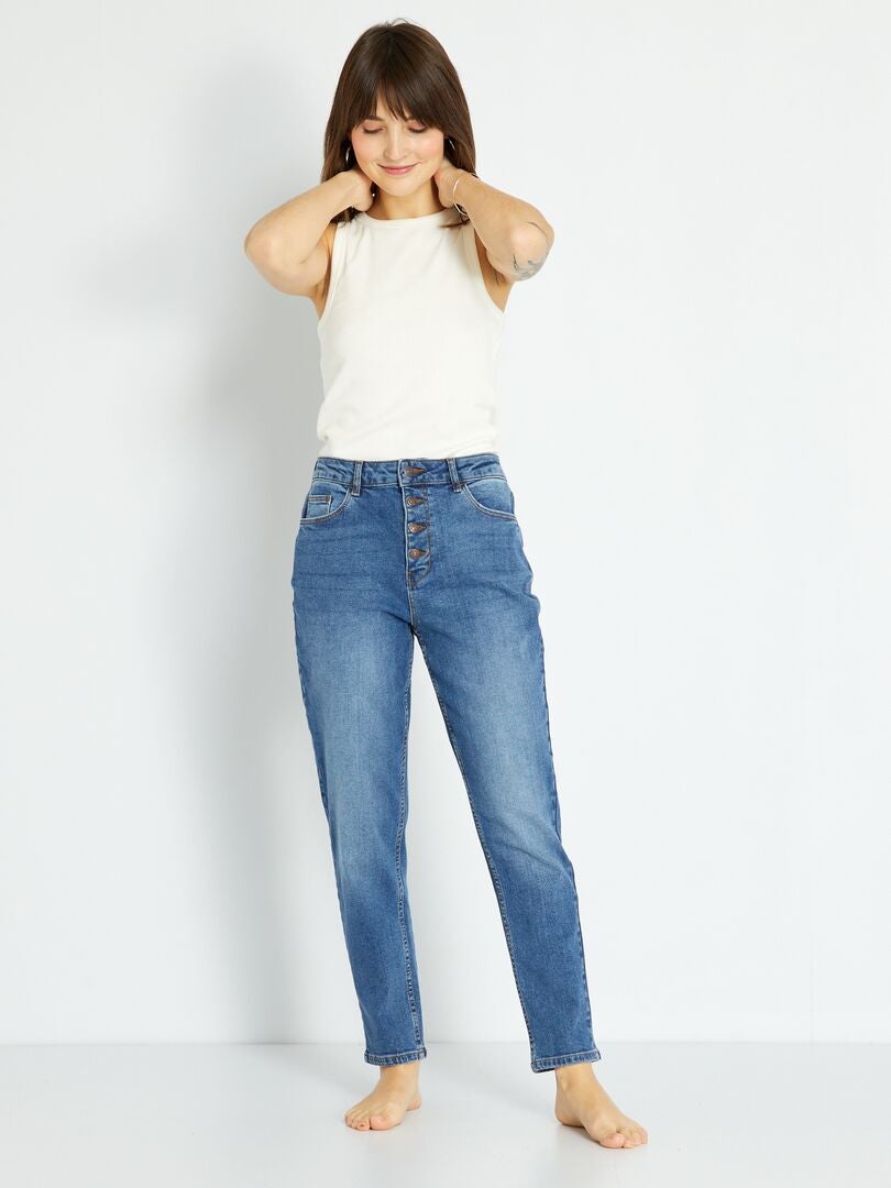 Zeer hoge taille mom jeans - L30 - BLAUW
