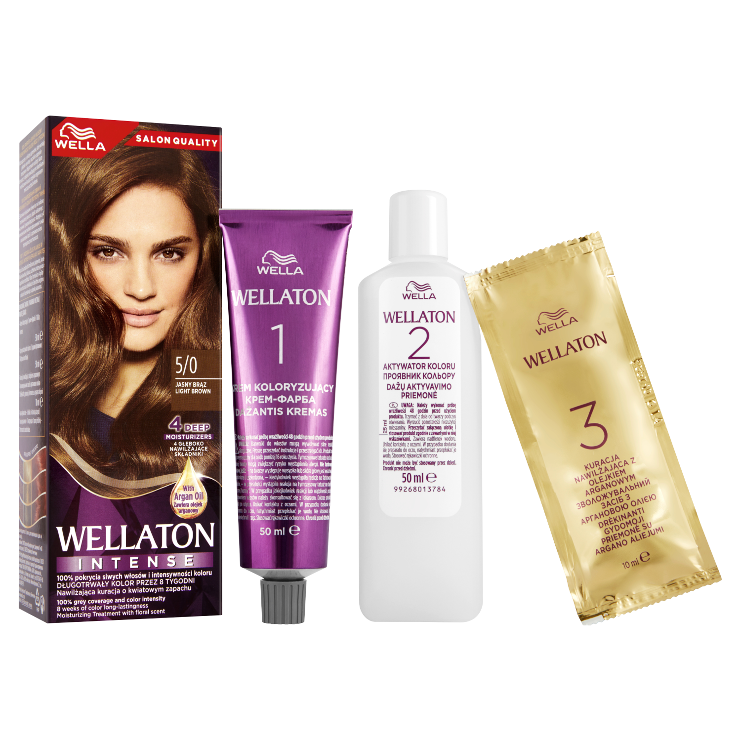 Crema colorante per capelli Wella 5/0 castano chiaro Wellaton