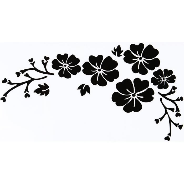 Juego de 4 pegatinas negras de flores para coche, impermeables, removibles, decoración para vehículos, cubre arañazos.