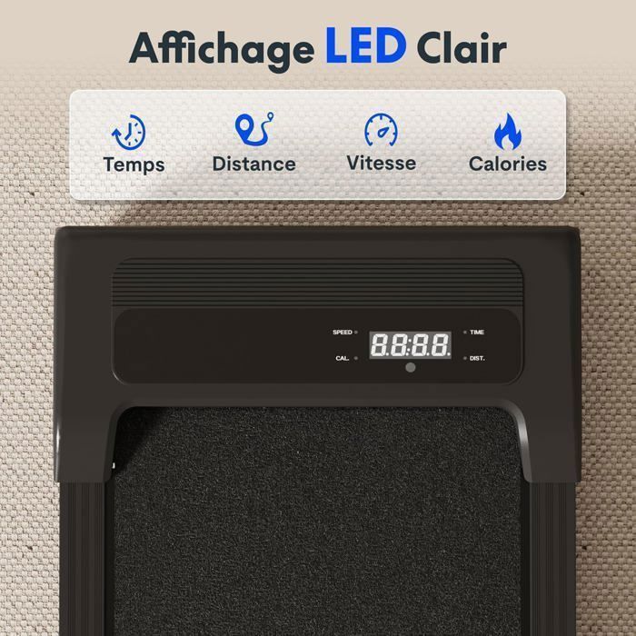 FlexiSpot Tapis de Course jusqu'à 120 kg, Vitesse 1-6 km/h, avec Affichage LED, Tapis de Marche avec Poulies et télécommande, Noir