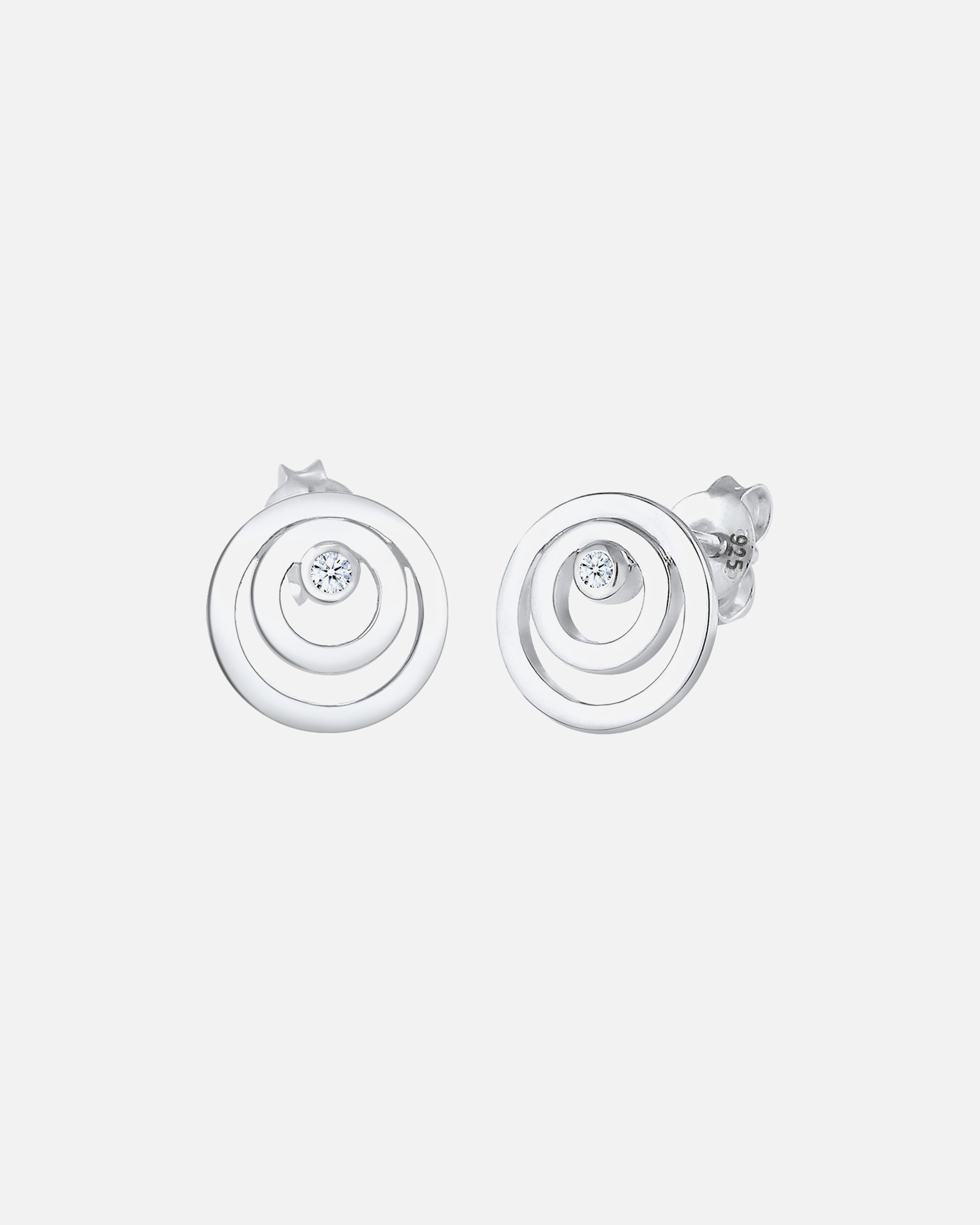 Elli DIAMONDS Cercle Rond Geo Diamant (0.04 ct.) Boucles d'oreilles Femme - (925/1000) Argent