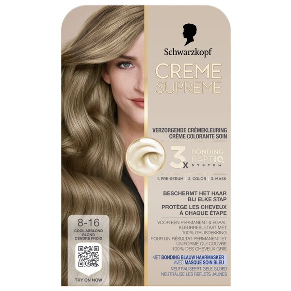 Schwarzkopf Creme Supreme 8-16 Cool Ash Blonde Caring Cream Color<br>182 g