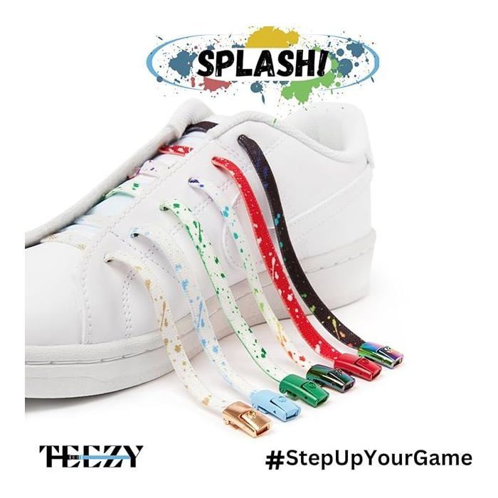 No-tie shoelaces for sneakers | Colorful elastic shoelaces with quick-release buckle | Flat shoelaces | 100 cm