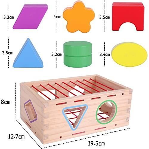 Juguete para niñas de 6 a 12 meses - AMOUNE - Cubo de actividades de madera - Habilidades motoras finas - Clasificación de formas
