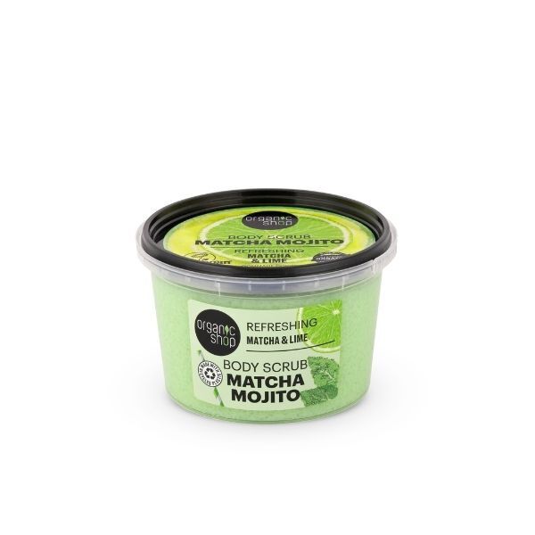 Organic Shop Matcha Mojito kūno šveitiklis su matcha ir laimu, 250 ml