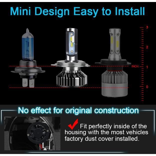 2 bombillas LED H4 de 10000 lúmenes para faros de coche y moto, bombillas de repuesto para lámparas halógenas y kits de xenón, 12 V