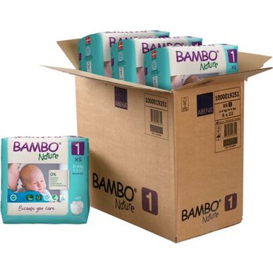 Bambo Nature Gutter & Jenter 0 % Parfyme Miljøvennlige Babybleier Størrelse 1 2–4 kg 22 enheter