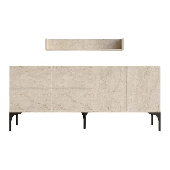 Credenza in legno con mensola a muro 