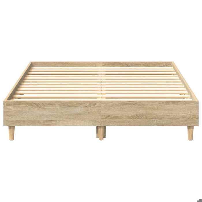 Estructura de cama individual - vidaXL - Roble Sonoma - Madera maciza - 193x123x25 cm - 120x190 cm - Base de láminas - Individual