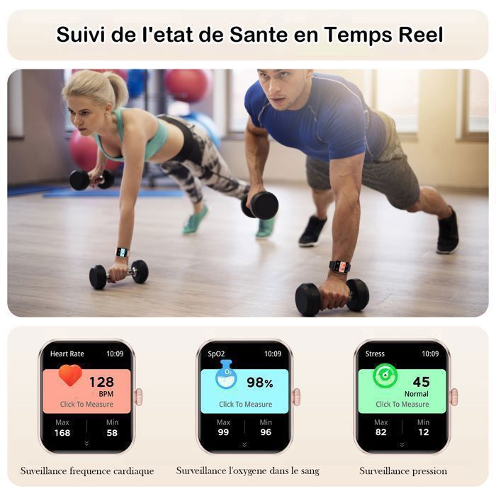 Blackview Montre Connectée Femme pour iPhone/Samsung/Android,1.85