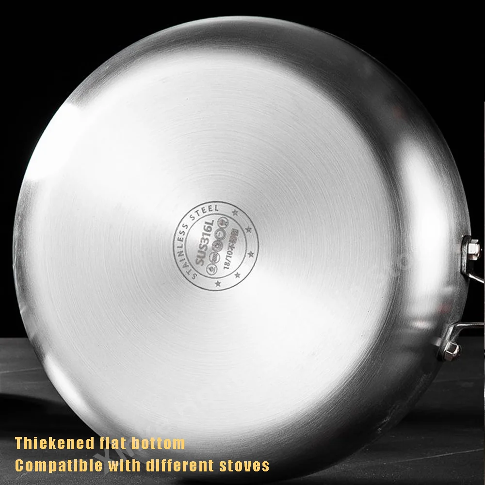 Poêle à frire de 30 cm, wok, en acier inoxydable 316, revêtement antiadhésif alvéolé, compatible avec les plaques de cuisson à gaz et à induction, ustensiles de cuisine.
