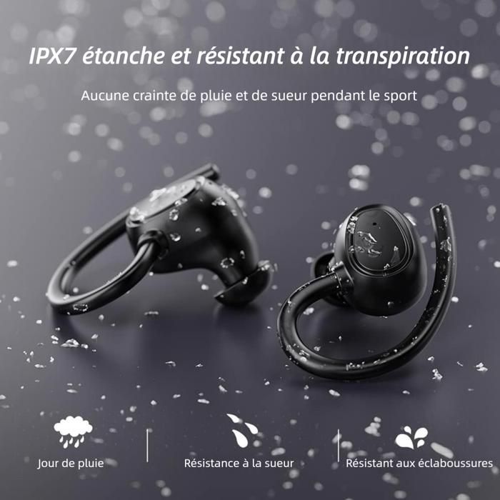 Wireless Earbuds - Figertime - IPX7 Waterproof - 50H Battery Life - Bluetooth 5.3 ANC - HD Sound & Fast Charging - Black